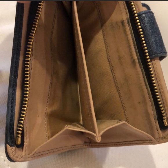 🦋Prada Milano Small Marbled Blue Leather classic fold over card holder wallet - Picture 8 of 11